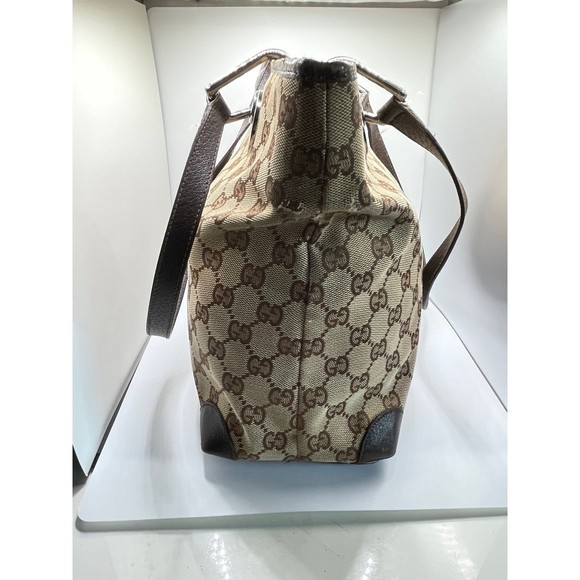 Authentic Gucci GG Leather & Canvas Eclipse Tote Bag Hand Purse - Picture 5 of 12